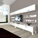 Decoraktiv Ekoflex 360Y Slm Silver Parlak Beyaz Tv Sehpa Ünitesi