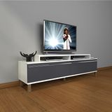 Decoraktiv Ekoflex 4 Mdf Krom Ayaklı Beyaz Antrasit Tv Sehpa Ünitesi