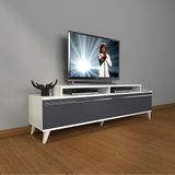 Decoraktiv Ekoflex 4 MDF Retro TV Sehpa Ünitesi - Beyaz Antrasit