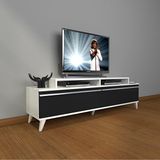 Decoraktiv Ekoflex 4 MDF Retro TV Sehpa Ünitesi - Beyaz Siyah