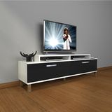Decoraktiv Ekoflex 4 Slm Krom Ayaklı Beyaz Siyah Tv Sehpa Ünitesi