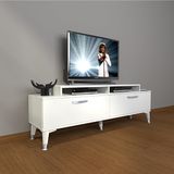 Decoraktiv Ekoflex 4 Slm Silver Parlak Beyaz Tv Sehpa Ünitesi