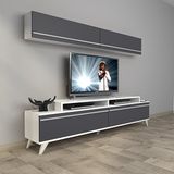 Decoraktiv Ekoflex 5 MDF Retro TV Sehpa Ünitesi - Beyaz Antrasit