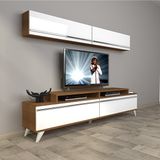 Decoraktiv Ekoflex 5 MDF Retro TV Sehpa Ünitesi - Ceviz Beyaz