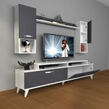 Decoraktiv Ekoflex 5da MDF Retro TV Sehpa Ünitesi - Beyaz Antrasit