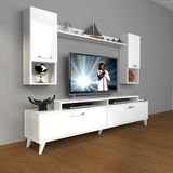 Decoraktiv Ekoflex 5da MDF Retro TV Sehpa Ünitesi - Parlak Beyaz