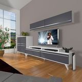 Decoraktiv Ekoflex 6y MDF Retro TV Sehpa Ünitesi - Beyaz Antrasit