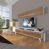 Decoraktiv Ekoflex 6y MDF Retro TV Sehpa Ünitesi - Ceviz Beyaz