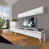 Decoraktiv Ekoflex 6y MDF Retro TV Sehpa Ünitesi - Parlak Beyaz