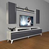 Decoraktiv Ekoflex 7 MDF Retro TV Sehpa Ünitesi - Beyaz Antrasit