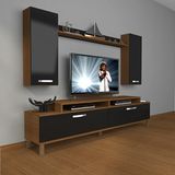 Decoraktiv Ekoflex 7 Slm Krom Ayaklı Ceviz Siyah Tv Sehpa Ünitesi
