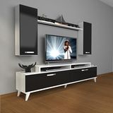 Decoraktiv Ekoflex 7 Slm Retro Beyaz Siyah Tv Sehpa Ünitesi