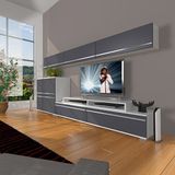 Decoraktiv Ekoflex 8 Mdf Beyaz Antrasit Tv Sehpa Ünitesi