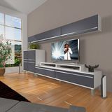 Decoraktiv Ekoflex 8 Mdf Krom Ayaklı Beyaz Antrasit Tv Sehpa Ünitesi
