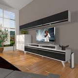 Decoraktiv Ekoflex 8 MDF Retro TV Sehpa Ünitesi - Beyaz Siyah