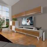 Decoraktiv Ekoflex 8 MDF Retro TV Sehpa Ünitesi - Ceviz Beyaz
