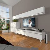 Decoraktiv Ekoflex 8 MDF Retro TV Sehpa Ünitesi - Parlak Beyaz