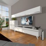 Decoraktiv Ekoflex 8 Mdf Retro Tv Ünitesi Tv Sehpası Parlak Beyaz
