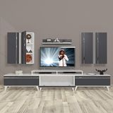 Decoraktiv Ekoflex 8d MDF Retro TV Sehpa Ünitesi - Beyaz Antrasit