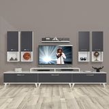Decoraktiv Ekoflex 8da MDF Retro TV Sehpa Ünitesi - Beyaz Antrasit