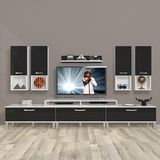 Decoraktiv Ekoflex 8DA Slm Krom Ayaklı Beyaz Siyah Tv Sehpa Ünitesi