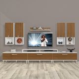 Decoraktiv Ekoflex 8DA Slm Krom Ayaklı Ceviz Beyaz Tv Sehpa Ünitesi