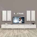 Decoraktiv Ekoflex 8DA Slm Krom Ayaklı Parlak Beyaz Tv Sehpa Ünitesi