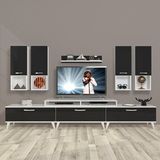 Decoraktiv Ekoflex 8DA Slm Retro Beyaz Siyah Tv Sehpa Ünitesi