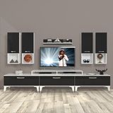 Decoraktiv Ekoflex 8DA Slm Silver Beyaz Siyah Tv Sehpa Ünitesi
