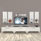 Decoraktiv Ekoflex 8DA Slm Silver Parlak Beyaz Tv Sehpa Ünitesi