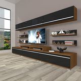 Decoraktiv Ekoflex 8Y Mdf Ceviz Siyah Tv Sehpa Ünitesi