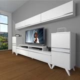 Decoraktiv Ekoflex 9 MDF Retro TV Sehpa Ünitesi - Parlak Beyaz