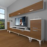 Decoraktiv Ekoflex 9 Slm Silver Beyaz Ceviz Tv Sehpa Ünitesi
