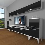Decoraktiv Ekoflex 9 Slm Silver Beyaz Siyah Tv Sehpa Ünitesi