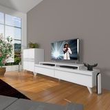 Decoraktiv Ekoflex On MDF Retro TV Sehpa Ünitesi - Parlak Beyaz