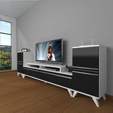 Decoraktiv Ekoflex On2 MDF Retro TV Sehpa Ünitesi - Beyaz Siyah