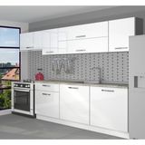 Decoraktiv Ekol 240 MDF Hazır Mutfak Dolabı Parlak Beyaz 240 cm Geniş Depolama Alanı