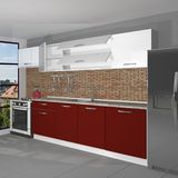 Decoraktiv Ekol 280 MDF Hazır Mutfak Dolabı - Tezgah Dahil - Bordo - Beyaz