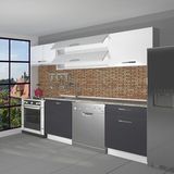 Decoraktiv Elite 220 MDF Hazır Mutfak Dolabı - Tezgah Dahil - Antrasit Beyaz