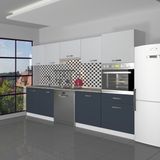 Decoraktiv Elite 280 Ankastre Boy Dolaplı Mdf Hazır Mutfak Dolabı - Tezgah Dahil - Antrasit - Buz Gri - Antrasit - Gri