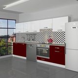 Decoraktiv Elite 280 Ankastre Fırın Modüllü Mdf Hazır Mutfak Dolabı - Tezgah Dahil - Bordo - Beyaz