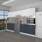 Decoraktiv Elite 280Q Ankastre Boy Dolaplı Mdf Hazır Mutfak Dolabı - Tezgah Dahil - Antrasit - Beyaz