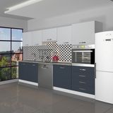 Decoraktiv Elite 280Q Ankastre Boy Dolaplı Mdf Hazır Mutfak Dolabı - Tezgah Dahil - Antrasit - Buz Gri - Antrasit - Gri
