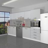 Decoraktiv Elite 280Q Ankastre Boy Dolaplı Mdf Hazır Mutfak Dolabı - Tezgah Dahil - Buz Gri - Açık Gri