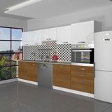 Decoraktiv Elite 280Q Ankastre Boy Dolaplı Mdf Hazır Mutfak Dolabı - Tezgah Dahil - Ceviz - Beyaz