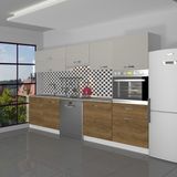 Decoraktiv Elite 280Y Ankastre Boy Dolaplı Mdf Hazır Mutfak Dolabı - Tezgah Dahil - Pera - Kumtaşı - Ahşap - Bej