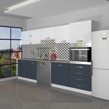 Decoraktiv Elite 280YQ Ankastre Boy Dolaplı Mdf Hazır Mutfak Dolabı - Tezgah Dahil - Antrasit - Beyaz