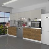 Decoraktiv Elite 280YQ Ankastre Boy Dolaplı Mdf Hazır Mutfak Dolabı - Tezgah Dahil - Pera - Kumtaşı - Ahşap - Bej