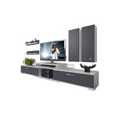Decoraktiv Flex 5D130 MDF Beyaz Siyah Tv Ünitesi
