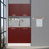 Decoraktiv Mini 100 MDF Hazır Mutfak Dolabı - Tezgah Dahil - Bordo